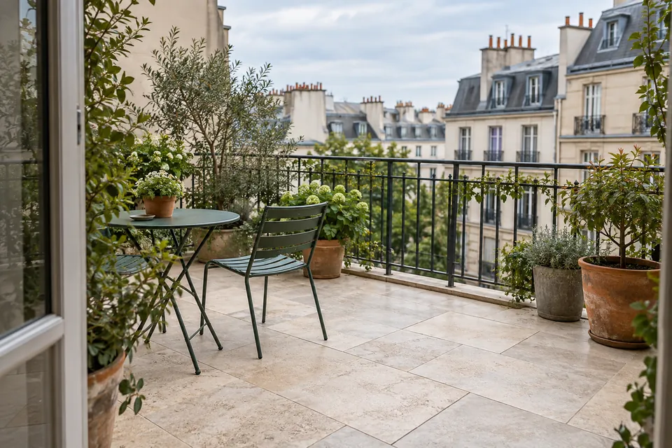 Illustration d’une terrasse après nettoyage des dalles